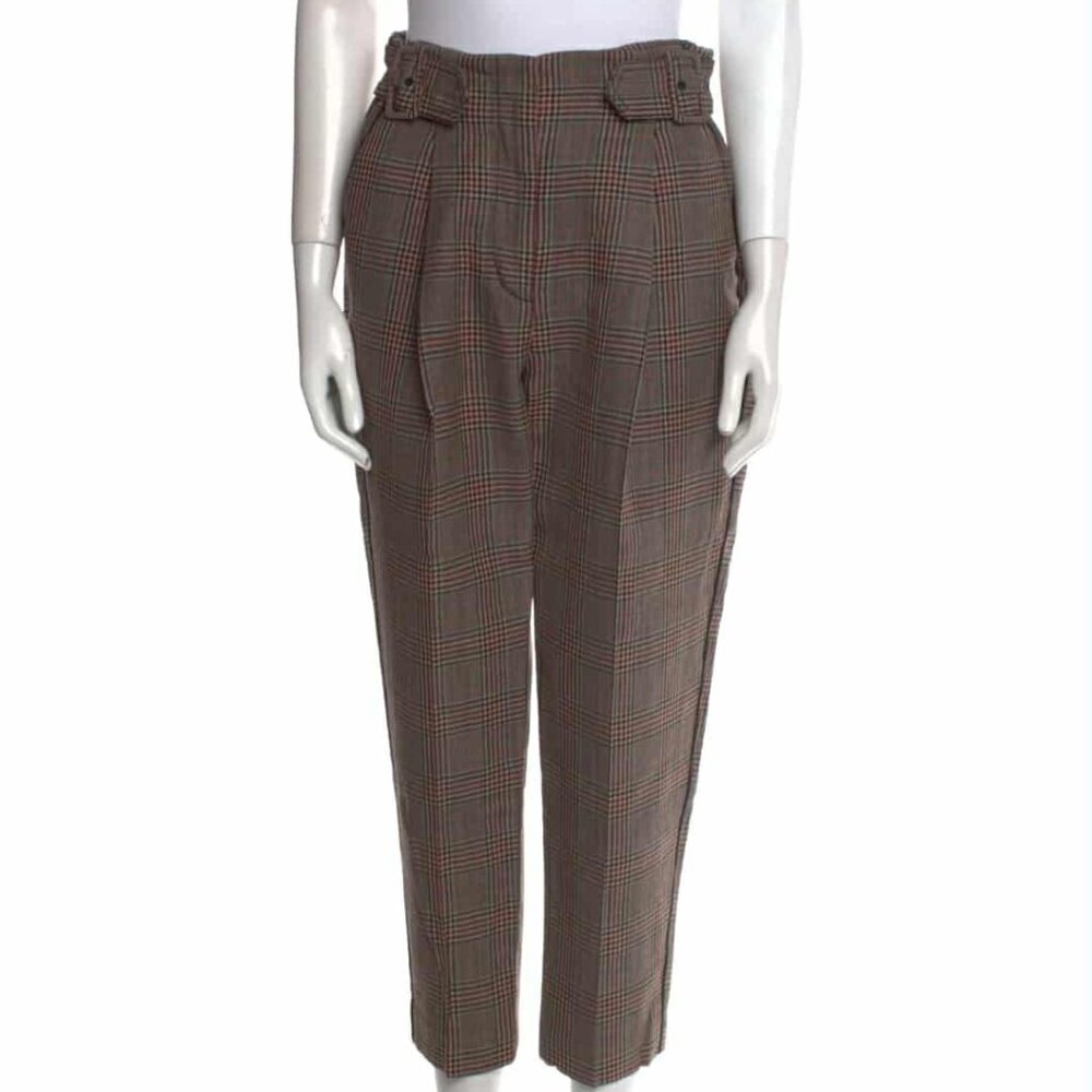 3.1 Phillip Lim Plaid Print Straight Leg Pants Size: S